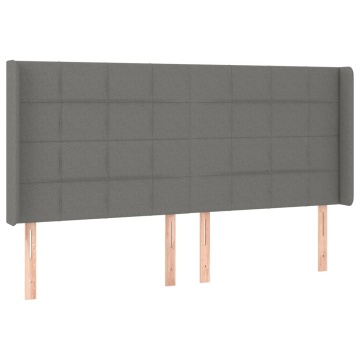 Tăblie de pat cu aripioare gri închis 183x16x118/128 cm textil - Img 2
