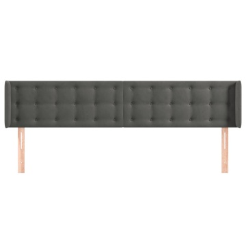 Tăblie de pat cu aripioare gri închis 183x16x78/88 cm catifea - Img 3