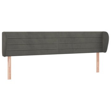 Tăblie de pat cu aripioare gri închis 183x23x78/88 cm catifea - Img 2