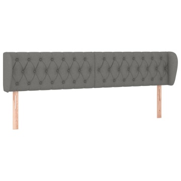 Tăblie de pat cu aripioare gri închis 183x23x78/88 cm textil - Img 2
