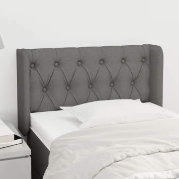 Tăblie de pat cu aripioare gri închis 83x16x78/88 cm textil - Img 1