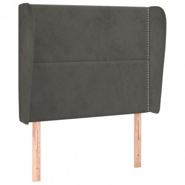 Tăblie de pat cu aripioare gri închis 83x23x118/128 cm catifea - Img 2