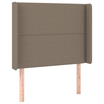 Tăblie de pat cu aripioare gri taupe 103x16x118/128 cm textil - Img 2