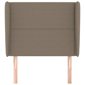 Tăblie de pat cu aripioare gri taupe 93x23x118/128 cm textil - Img 3