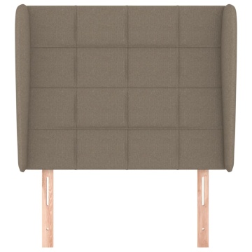 Tăblie de pat cu aripioare gri taupe 93x23x118/128 cm textil - Img 3