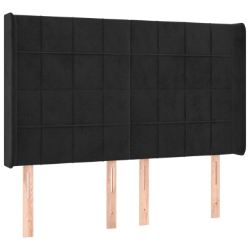 Tăblie de pat cu aripioare, negru, 147x16x118/128 cm, catifea - Img 2