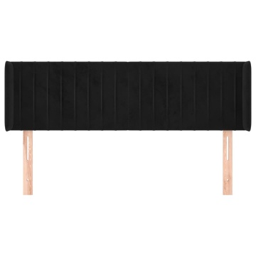Tăblie de pat cu aripioare negru 147x16x78/88 cm catifea - Img 3