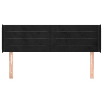 Tăblie de pat cu aripioare negru 147x16x78/88 cm catifea - Img 3