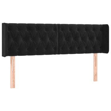 Tăblie de pat cu aripioare negru 147x16x78/88 cm catifea - Img 2