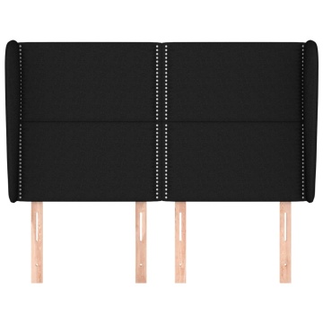 Tăblie de pat cu aripioare, negru, 147x23x118/128 cm, textil - Img 3