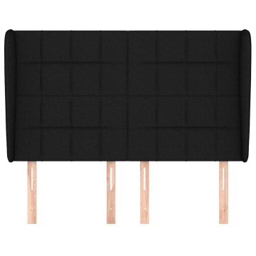Tăblie de pat cu aripioare, negru, 147x23x118/128 cm, textil - Img 3