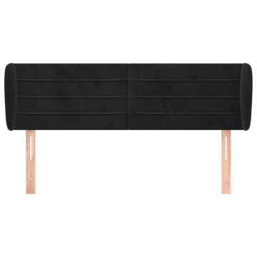 Tăblie de pat cu aripioare negru 147x23x78/88 cm catifea - Img 3
