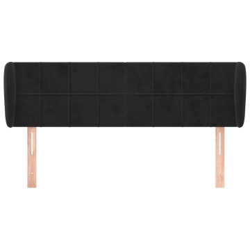 Tăblie de pat cu aripioare negru 147x23x78/88 cm catifea - Img 3