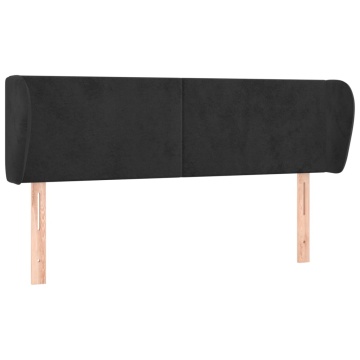 Tăblie de pat cu aripioare negru 147x23x78/88 cm catifea - Img 2