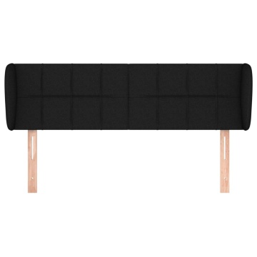 Tăblie de pat cu aripioare negru 147x23x78/88 cm textil - Img 3