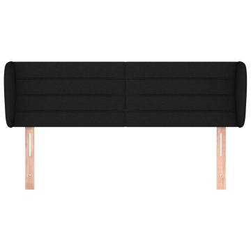 Tăblie de pat cu aripioare negru 147x23x78/88 cm textil - Img 3