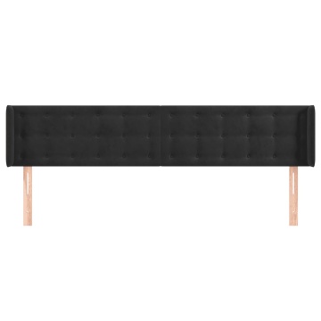 Tăblie de pat cu aripioare negru 163x16x78/88 cm catifea - Img 3