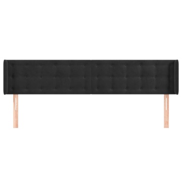 Tăblie de pat cu aripioare negru 183x16x78/88 cm catifea - Img 3