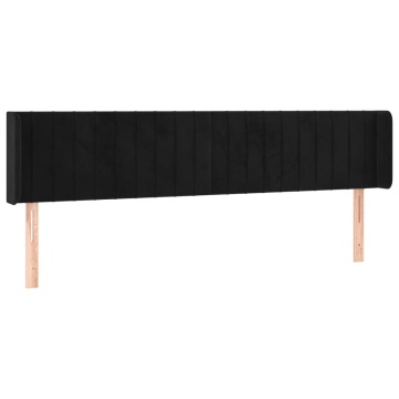 Tăblie de pat cu aripioare negru 183x16x78/88 cm catifea - Img 2