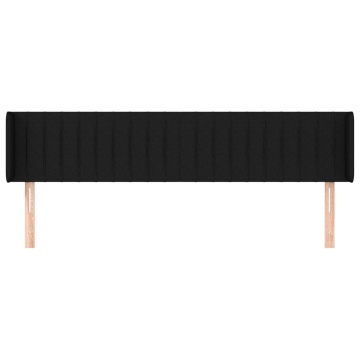 Tăblie de pat cu aripioare negru 183x16x78/88 cm textil - Img 3