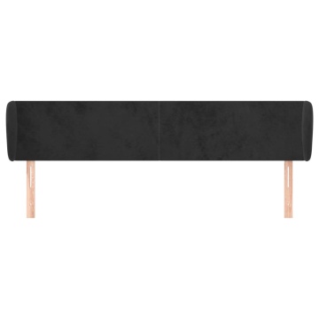 Tăblie de pat cu aripioare negru 183x23x78/88 cm catifea - Img 3
