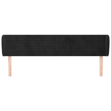 Tăblie de pat cu aripioare negru 203x23x78/88 cm catifea - Img 3