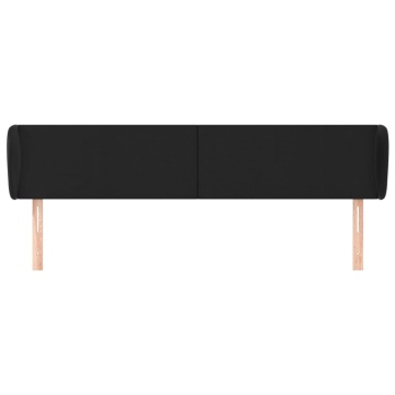 Tăblie de pat cu aripioare negru 203x23x78/88cm piele ecologică - Img 3