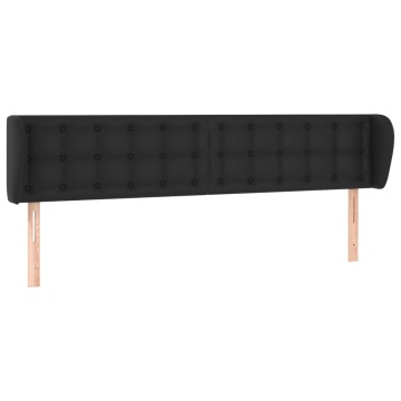 Tăblie de pat cu aripioare negru 203x23x78/88cm piele ecologică - Img 2