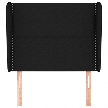 Tăblie de pat cu aripioare, negru, 83x23x118/128 cm, textil - Img 3