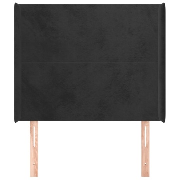 Tăblie de pat cu aripioare, negru, 93x16x118/128 cm, catifea - Img 3