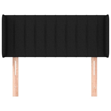 Tăblie de pat cu aripioare negru 93x16x78/88 cm textil - Img 3