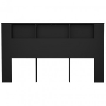 Tăblie de pat cu dulap, negru, 180x18,5x104,5 cm - Img 4