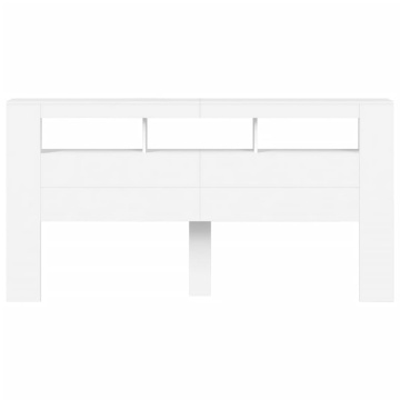 Tăblie de pat cu LED, alb, 200x18,5x103,5 cm, lemn prelucrat - Img 8