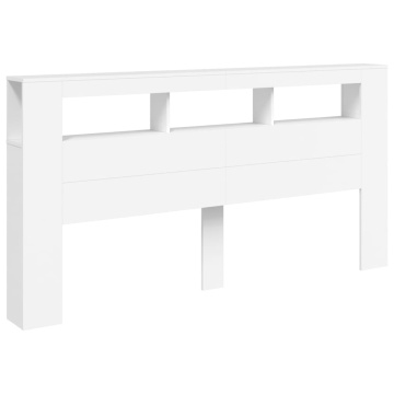 Tăblie de pat cu LED, alb, 200x18,5x103,5 cm, lemn prelucrat - Img 3