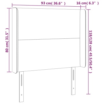 Tăblie de pat cu LED, alb, 93x16x118/128 cm, piele ecologică - Img 5