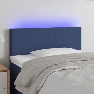 Tăblie de pat cu LED, albastru, 100x5x78/88 cm, textil - Img 1
