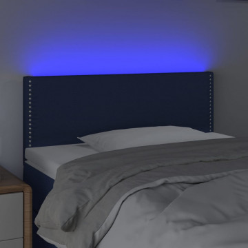 Tăblie de pat cu LED, albastru, 100x5x78/88 cm, textil - Img 3