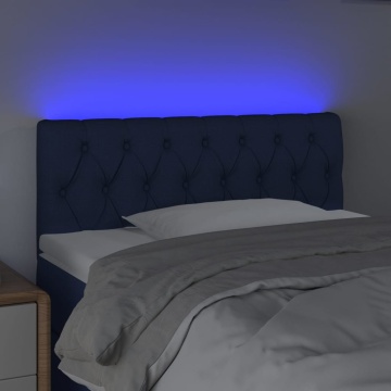 Tăblie de pat cu LED, albastru, 100x7x78/88 cm, textil - Img 3
