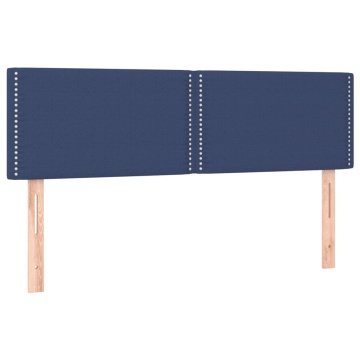 Tăblie de pat cu LED, albastru, 144x5x78/88 cm, textil - Img 4