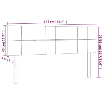 Tăblie de pat cu LED, albastru, 144x5x78/88 cm, textil - Img 5