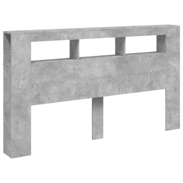 Tăblie de pat cu LED, gri beton, 180x18,5x103,5 cm, lemn - Img 3
