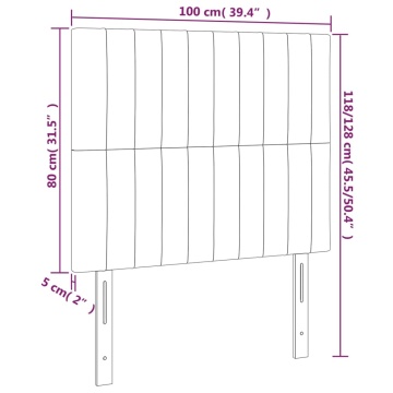 Tăblie de pat cu LED, gri deschis, 100x5x118/128 cm, textil - Img 5