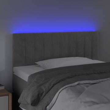 Tăblie de pat cu LED, gri deschis, 100x5x78/88 cm, catifea - Img 3