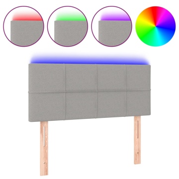 Tăblie de pat cu LED, gri deschis, 100x5x78/88 cm, textil - Img 2