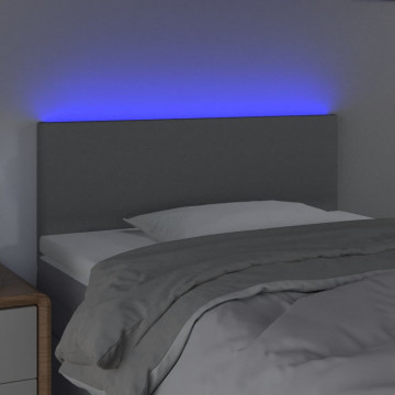 Tăblie de pat cu LED, gri deschis, 100x5x78/88 cm, textil - Img 3