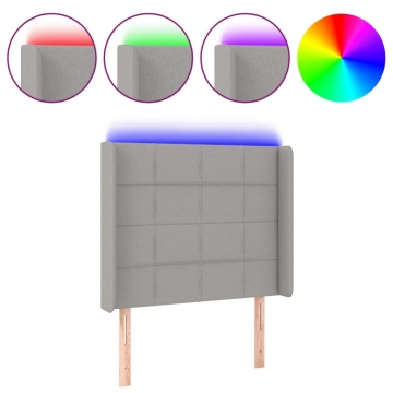 Tăblie de pat cu LED, gri deschis, 103x16x118/128 cm, textil - Img 2