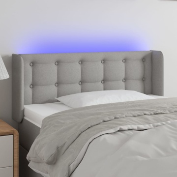 Tăblie de pat cu LED, gri deschis, 103x16x78/88 cm, textil - Img 1