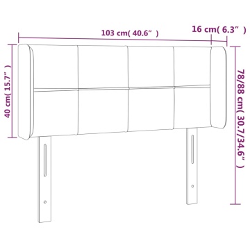 Tăblie de pat cu LED, gri deschis, 103x16x78/88 cm, textil - Img 5