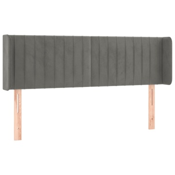 Tăblie de pat cu LED, gri deschis, 147x16x78/88 cm, catifea - Img 3