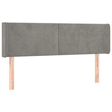Tăblie de pat cu LED, gri deschis, 147x16x78/88 cm, catifea - Img 3